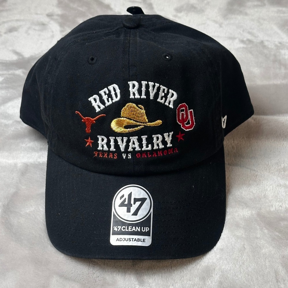 47 Brand Hat Red River Rivalry‎ Texas OU Clean Up Adjustable Football Mens NEW
